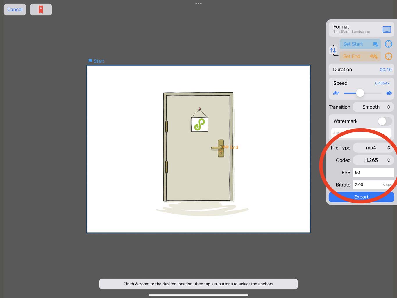 the advanced settings in the video export interface
